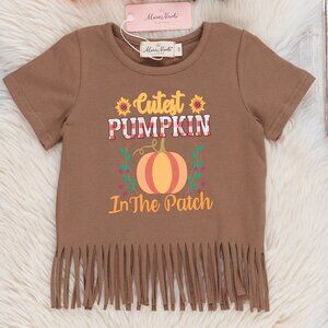 Marie Nicole Brown Cutest Pumpkin Fringe Top 2XS (12/18m)